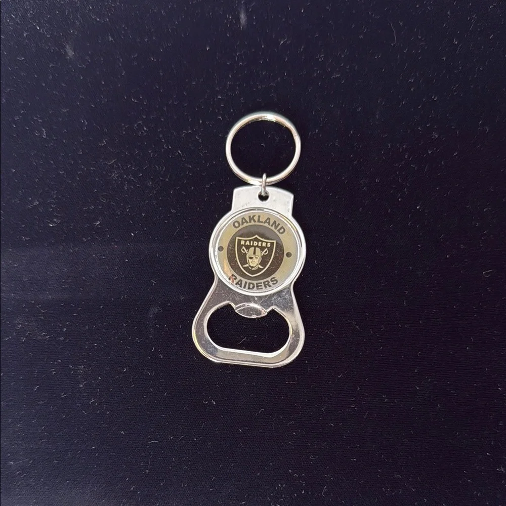 Oakland Raiders Silver Keychain Bottle Opener